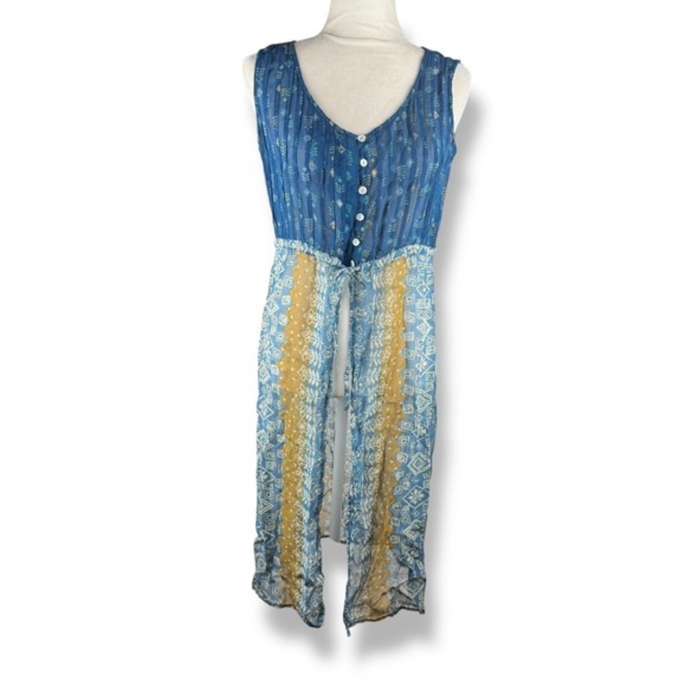 Rene Derhy Tunic‎ Dress Womens Size Medium Sheer Indie Resort Boho Artsy Vintage